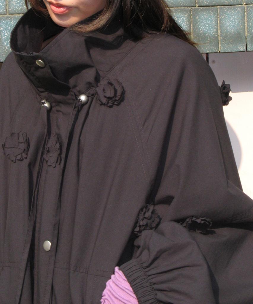 RONRON Mini Flower Windbreaker Black
