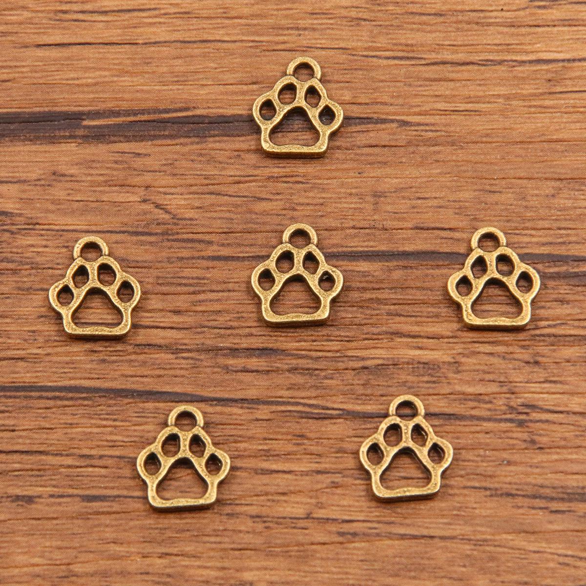 

3 Colors 11x13mm Alloy Double-Sided Hollow Dog Paw Charms for DIY Jewelry античный бронзовый