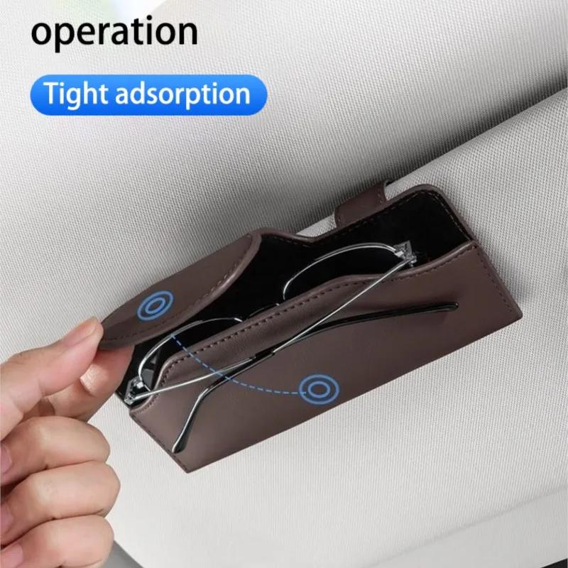 For Jeep Leather Car Glasses Case Sunglasses Storage Box Clip For Jeep Renegade Wrangler JL JK Gladiator Grand Cherokee Compa