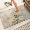 Bath Area Slip-resistant Mat Toilet Door Mat Entry Entryway Mat Retro Oil Painting Diatom Mud Moisture-wicking Soft Cushion Toilet