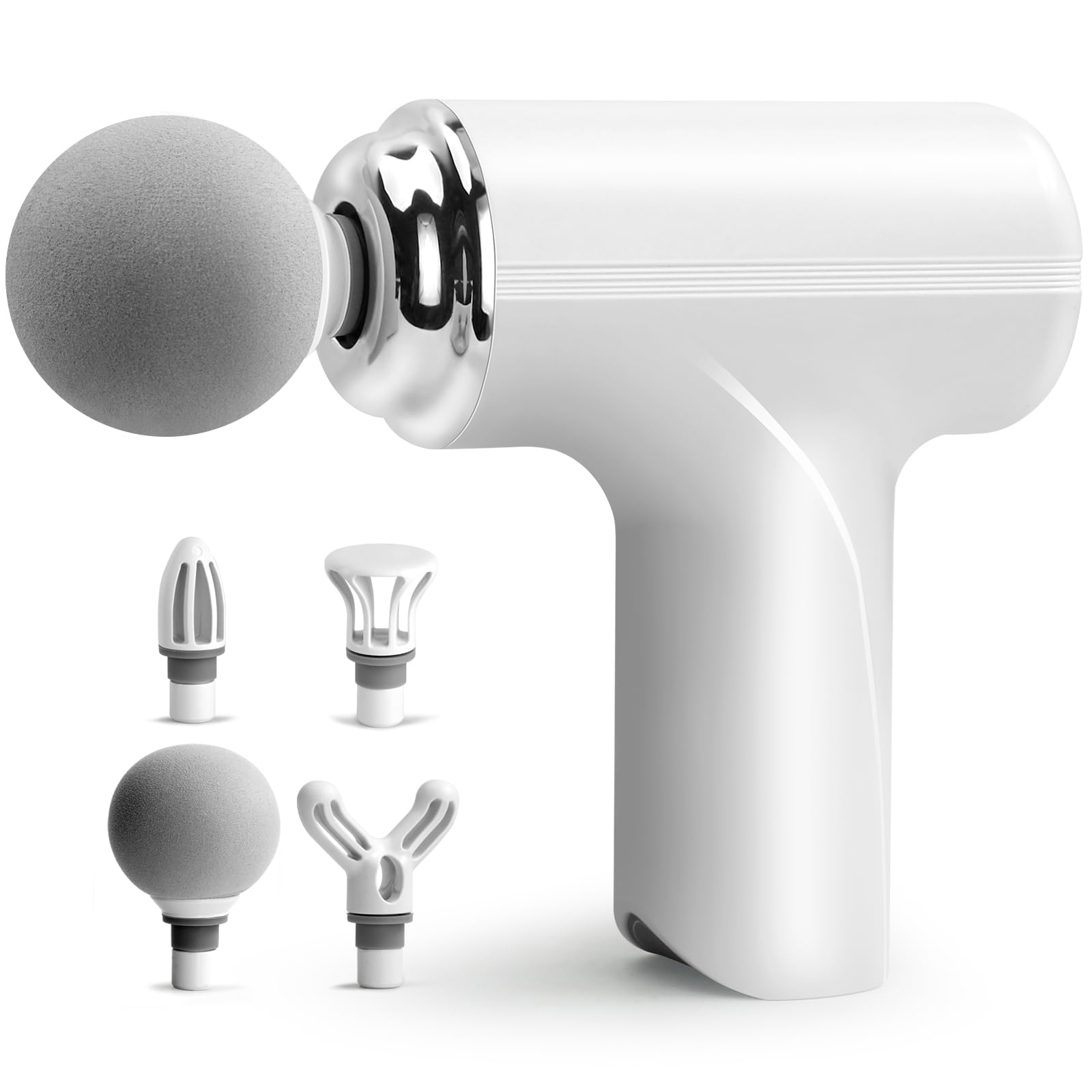 

Инструмент для миофасциального расслабления GEEGVV с 6 мощными вибрациями 4 портативных мини-релиза 2400 мАч перезаряжаемый до 4500 вибраций на 15 кг белый