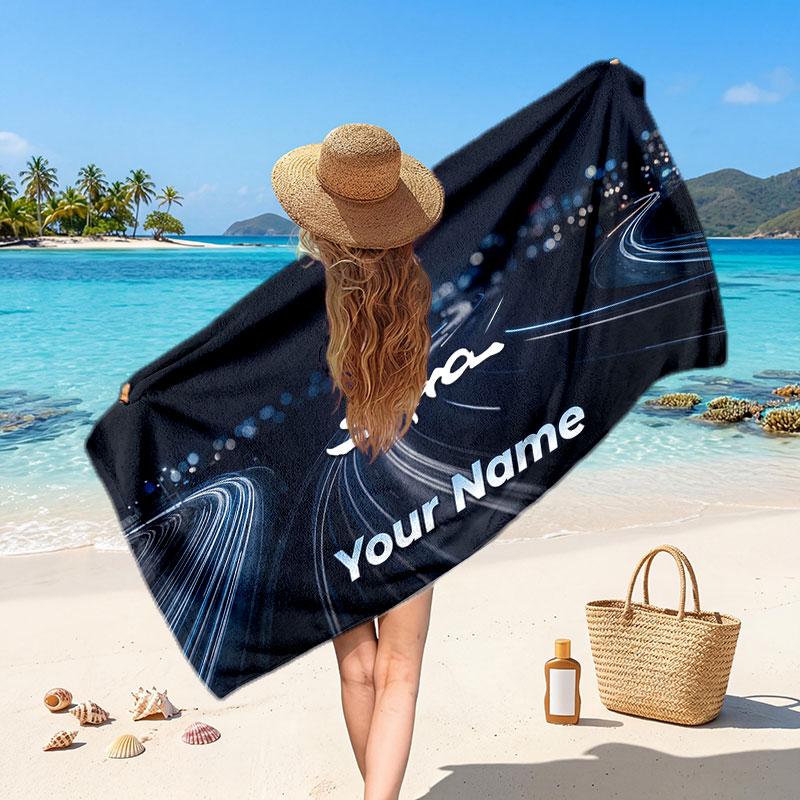 Toyota Supra Customized Name Text Beach Towel, Soft Absorbent Towel Beach Pool Travel Personal Gift
