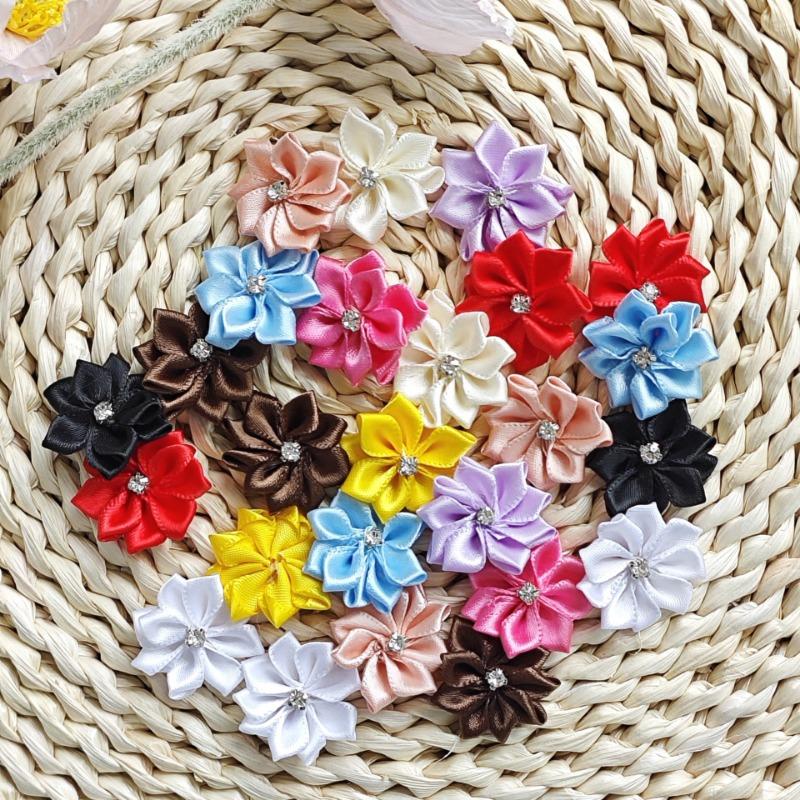 Cm Strass Polyesterband Handgenähte Stoffblume DIY-Accessoire für Kleidung Kopfbedeckung