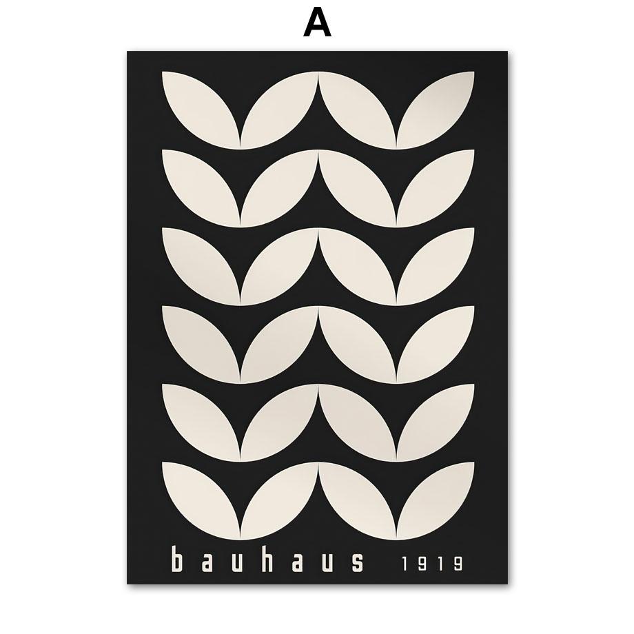 Bauhaus Exhibition Black Mid Century Modern Wall Art Print Abstract Canvas Painting Nordic Poster Wall Picture Living Room Decor