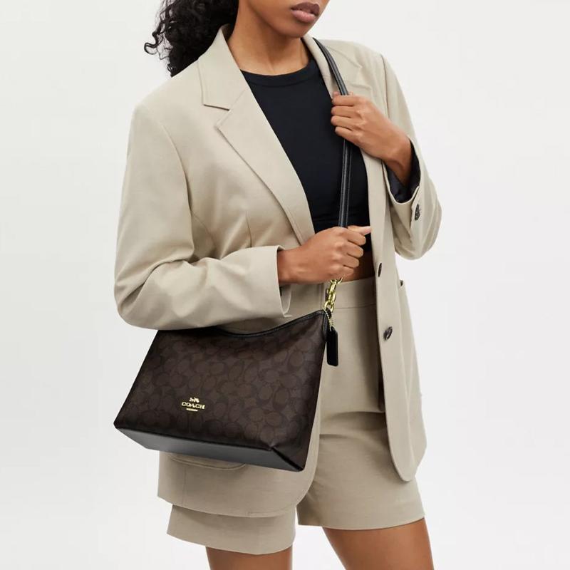 Coach Laurel 31 Commuter Large Capacity Detachable Shoulder Strap Signature Coated Canvas And Smooth Leather Slouch Bag Women Handbags CR149-IMAA8