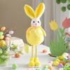 Cute Easter Bunny with Egg Hanging Ornaments White Yellow Standing Bunny Dolls for Home Spring Party Easter Plush Rabbit Gift