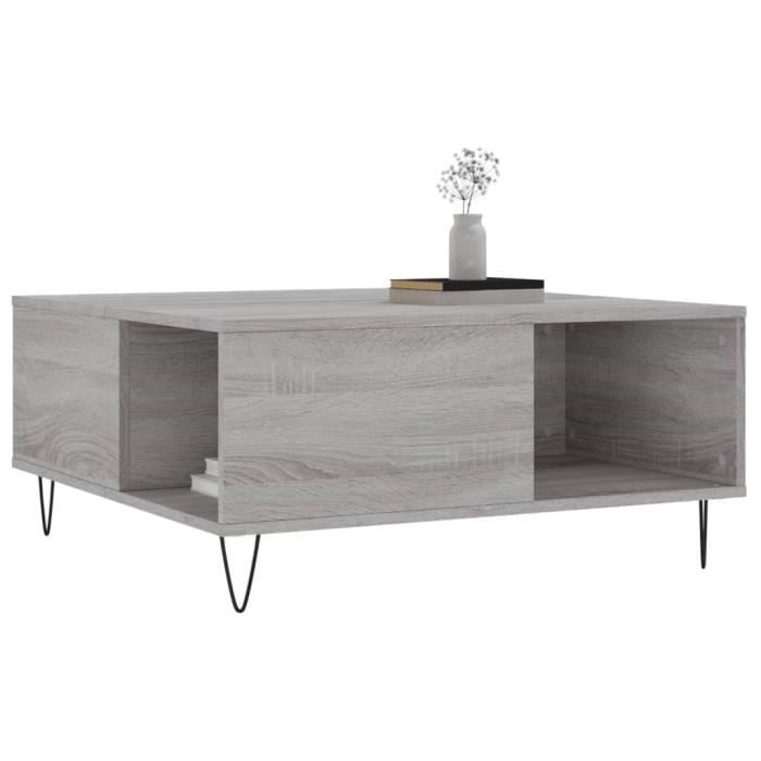 VidaXL Table basse sonoma gris 80x80x36,5 cm bois d'ingénierie 830786
