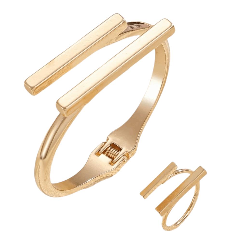 

Square Shape Bangle Ring Set Adjustable Geometric Open Bracelet Women s Accessories Gold Ring Bangle