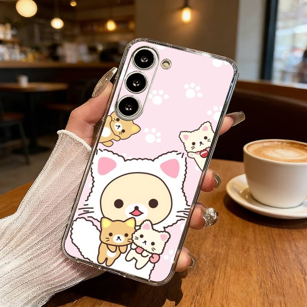 Cute R-Relax B-Bear Phone Case For Samsung Galaxy S24 S25 S23 S22 S21 Plus S24 S25 Transparent Cover Case