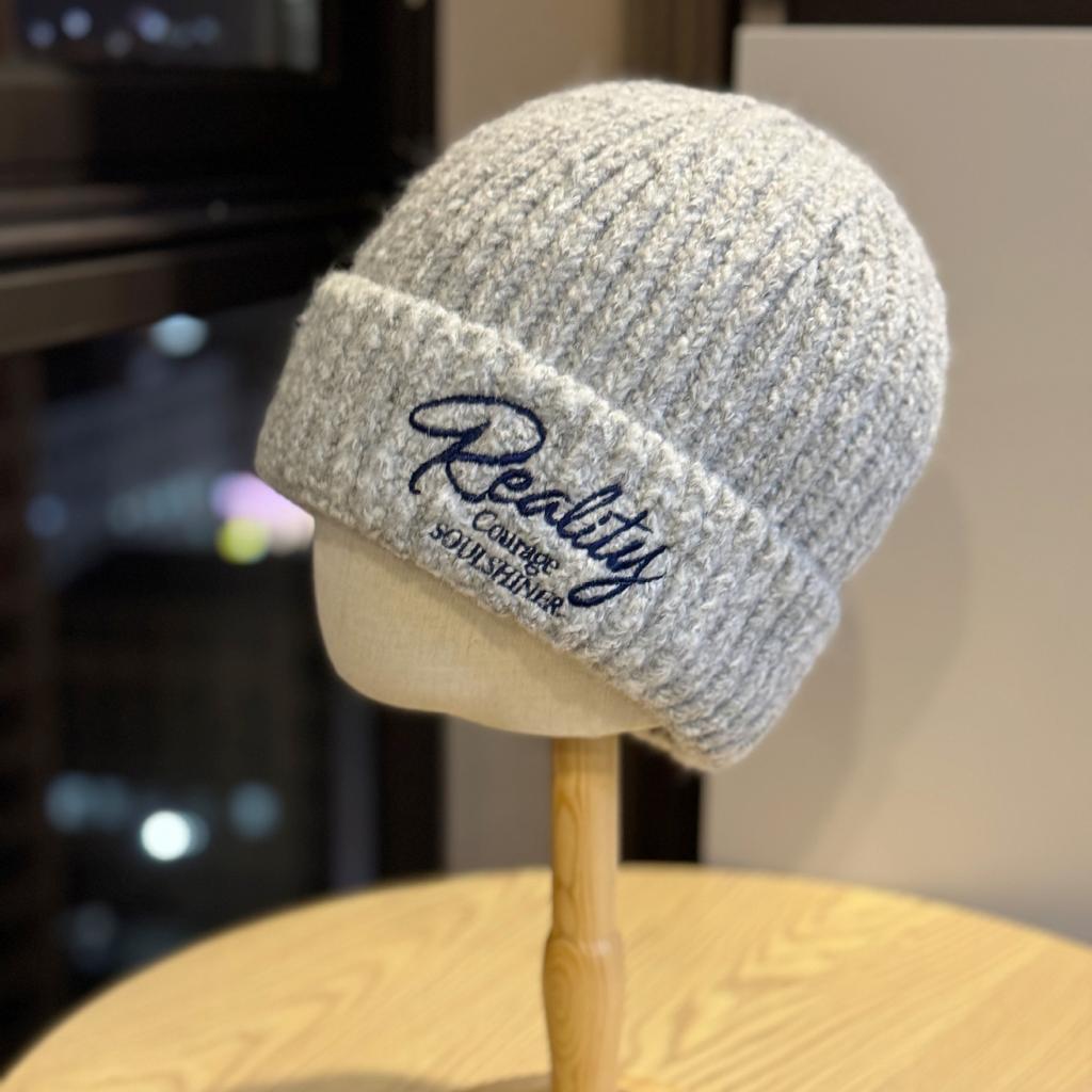 New Knitted Hat for Women Ins Autumn and Winter Letter Versatile Korean Style High Elastic Pullover Street Youth Wool Cold Hat