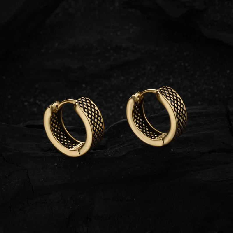Female Fashion Do Old Hundred with A Sense of High-grade Pure Earrings Affordable Dainty Earrings Daily Wear Niche Retro Heavy Mesh Pattern Earrings