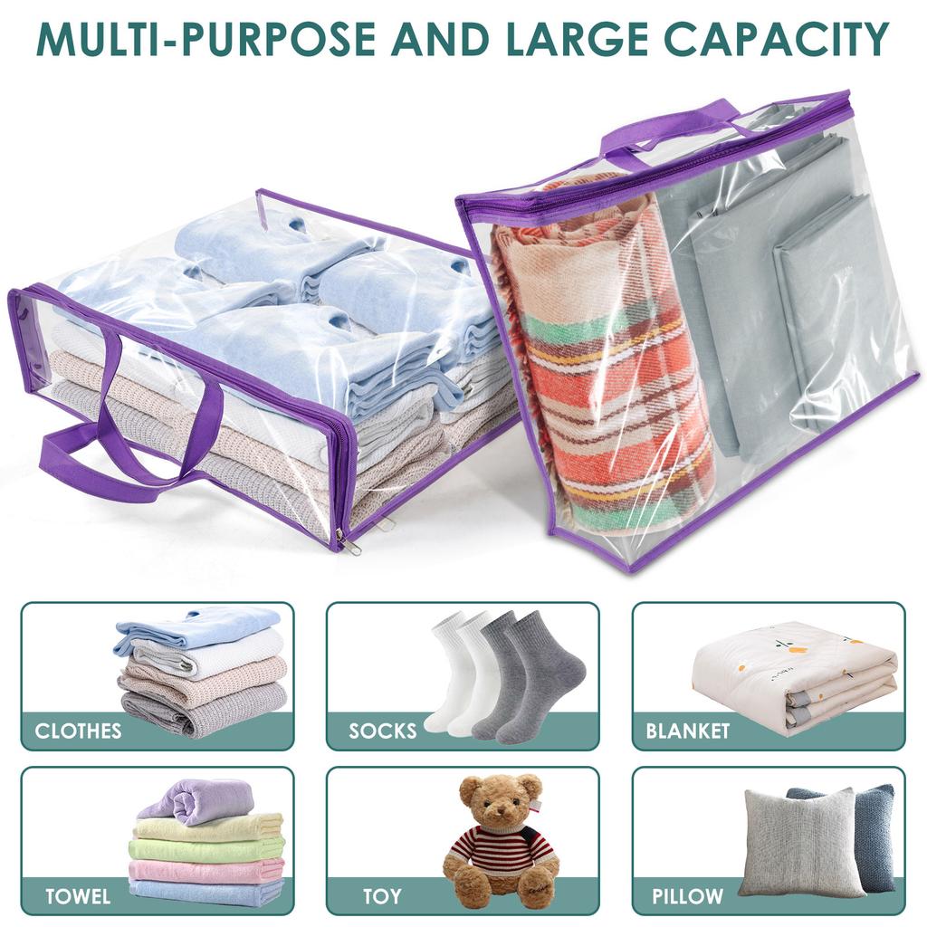 5Pcs Clothes Storage Bags PVC Waterproof Bed Sheet Bedding Dustproof Transparent Organizer Bag for Home Multipurpose Packing
