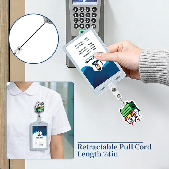 ID Badge Holder with Clip Retractable Card Holder for Name Tags Keys Masks Portable Easy Pull Badge Holder for Work School Events