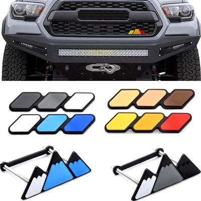 Tri-Color 3 Front Hood Grille Badge Decal Sticker Emblem Car Accessories for Toyota RAV4 FJ Cruiser Tacoma TRD 4Runner