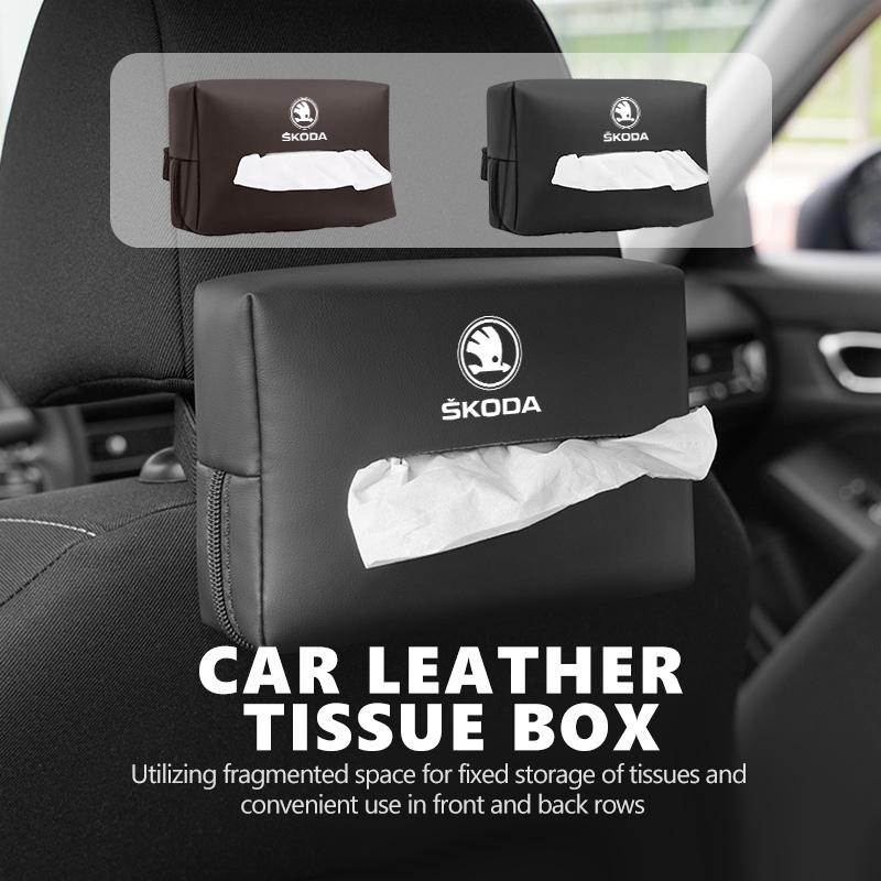 AAFO1 Car Styling Tissue Bag Armrest Box Paper Towel Interior Organizer Accessories For Skoda Fabia 1 2 Octavia A7 RS Superb Rapid