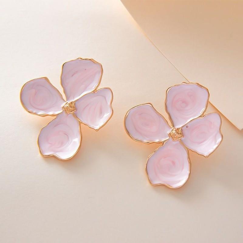 Pinkdudu Vintage Drip Oil  Painted Petals Zinc Alloy Earrings Simple Drop Earrings Women Jewelry PD2363