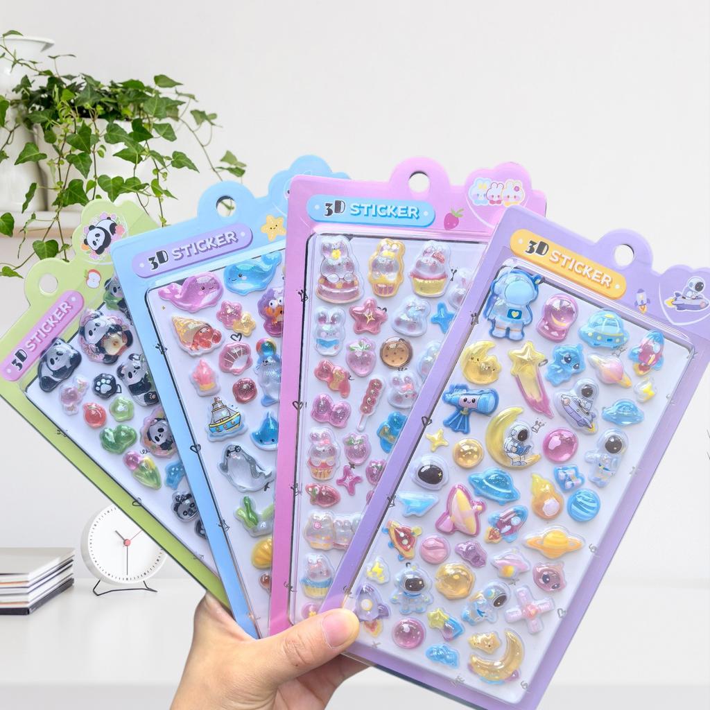 Kawaii Animals 3D Bubble Stickers Cute Cartoon Clip Stickers DIY Diary Stationery Stickers Decorative Aesthetic Art