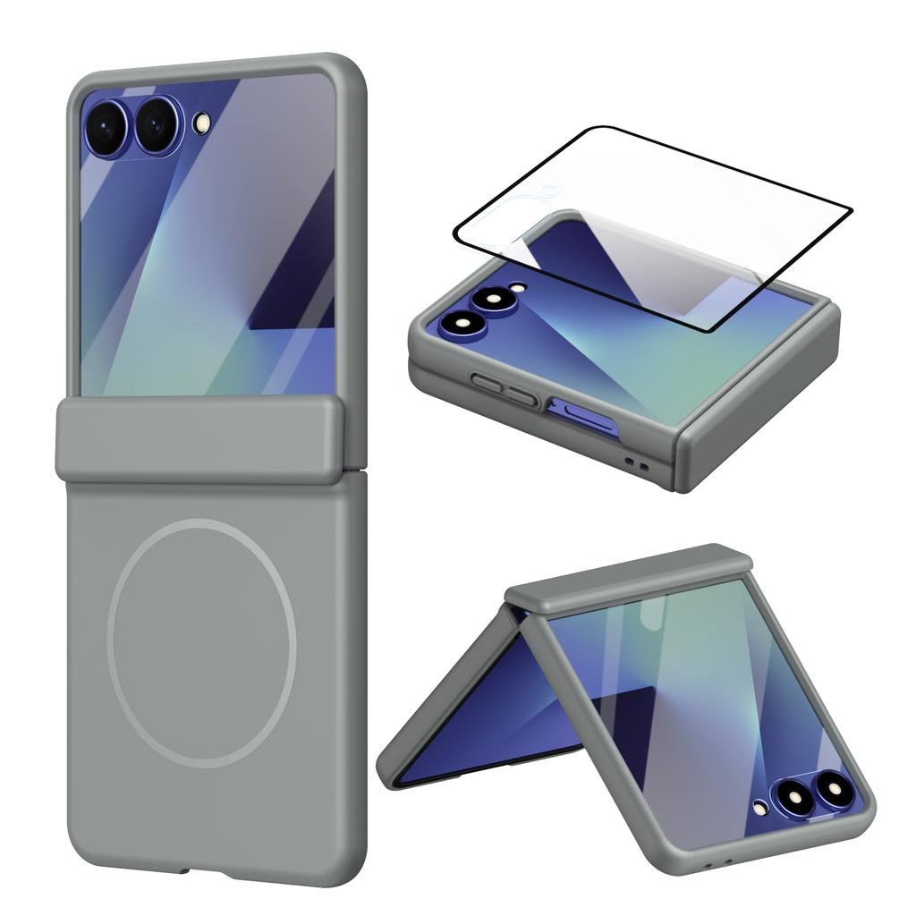 High Definition Magnetic Hinge PC Phone Case for Samsung Galaxy Z Flip 7 FE 6 5 4 With Tempered Film Anti Drop Masafe Cover