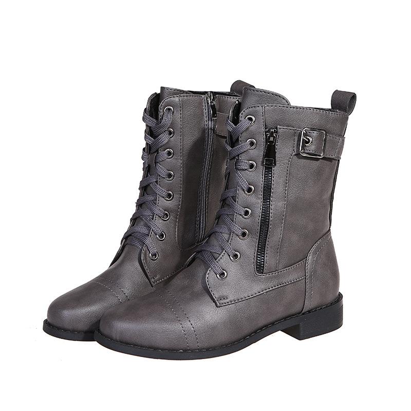 Women's European-Style Martin Boots 2025 Fall/Winter Flat-Heel Oversized Buckle Short Boots