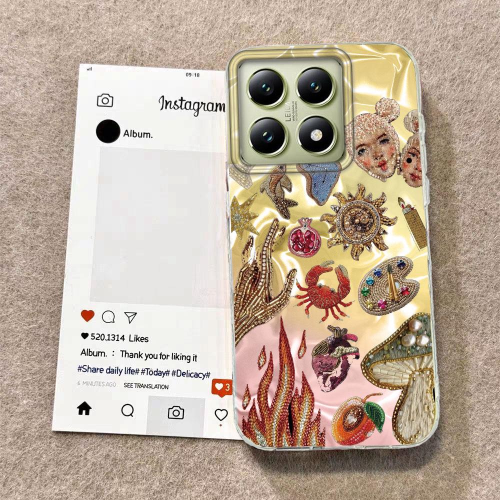 Фиолетовое лицо Солнце Звезды Женщины Девушки Ретро Стиль Водная Текстура Чехол для Телефона для Xiaomi Mi 13T 14T Pro 11 Lite NE 5G Силиконовый Чехол