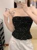 #Summer New Sweet and Spicy Polka Dot Printing Tube Top Slim and Thin Women's One-piece Top with Chest Pad