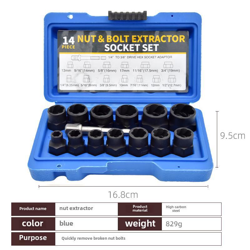 Rusty Screw & Bolt Extractor Sleeve: Anti-Slip, Anti-Spiral, Anti-Tooth Design for Damaged Nuts and Tires