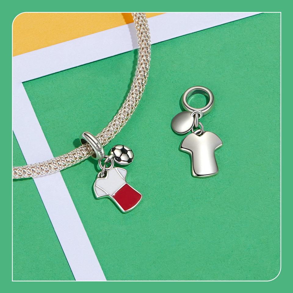 WOSTU 2024 925 Sterling Silver Football Love Sport Charm Beads Fit Women Bracelet & Necklaces Jewelry Soccer Beads