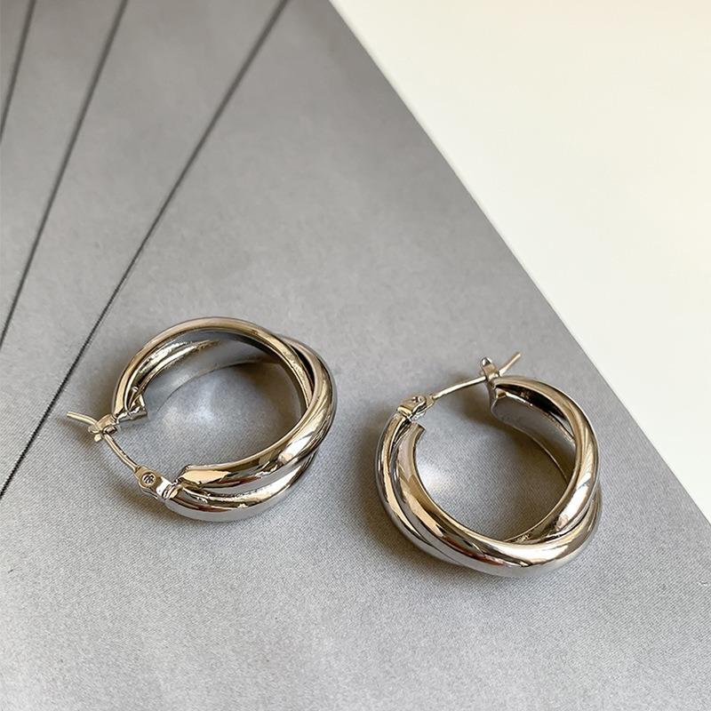 Retro Golden Shiny Hoop Earrings for Women, Ear Ring Accessory