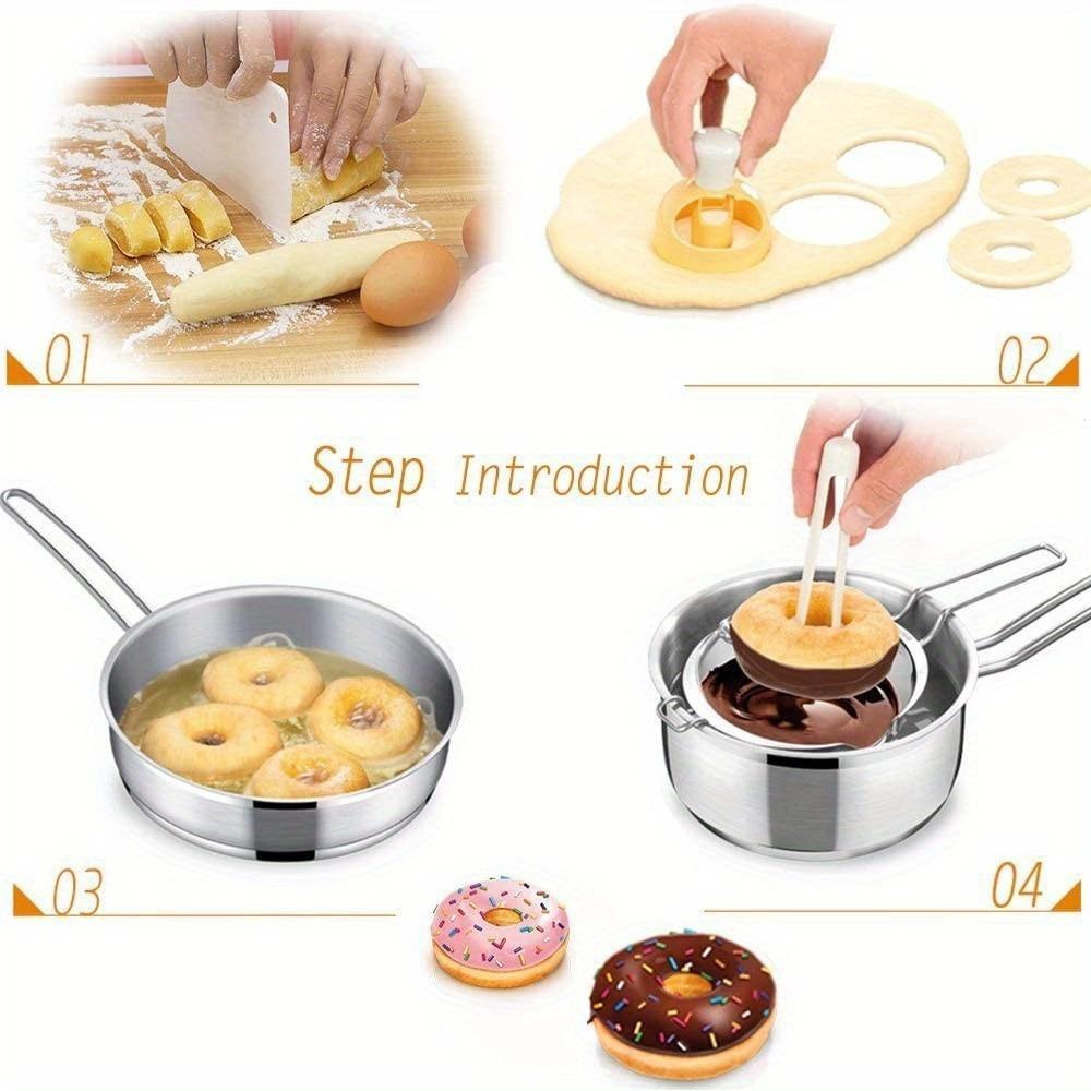 1pc Plastic Donut Cutter Set With Dipping Plier, Non-Stick DIY Doughnut Baking Tools For Home Use