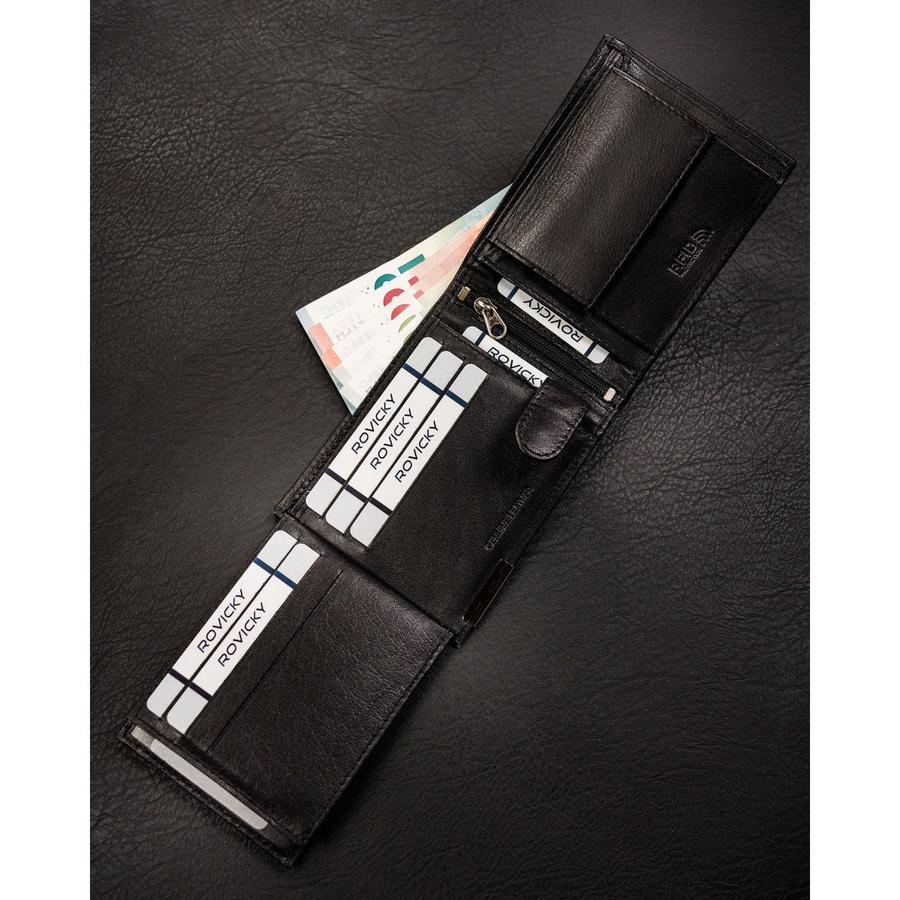 Horizontal, Leather, Black Men's Wallet Without an External Clasp - Ronaldo