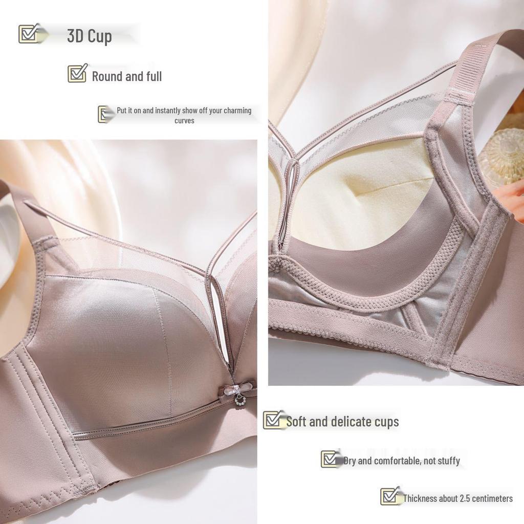 Original Luminous Satin Uplift Bra: Wire-Free, Adjustable, Side Support, Beautiful Shaping