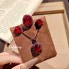 Fashion Women Jewelry Set Diamond Garnet Pendant Necklace Red Gemstone Ring Earrings Simple Elegant Luxury Accessories