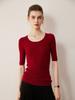 2026 Autumn/Winter Women's Slim Fit Five-Sleeve Wool Sweater, Round Neck