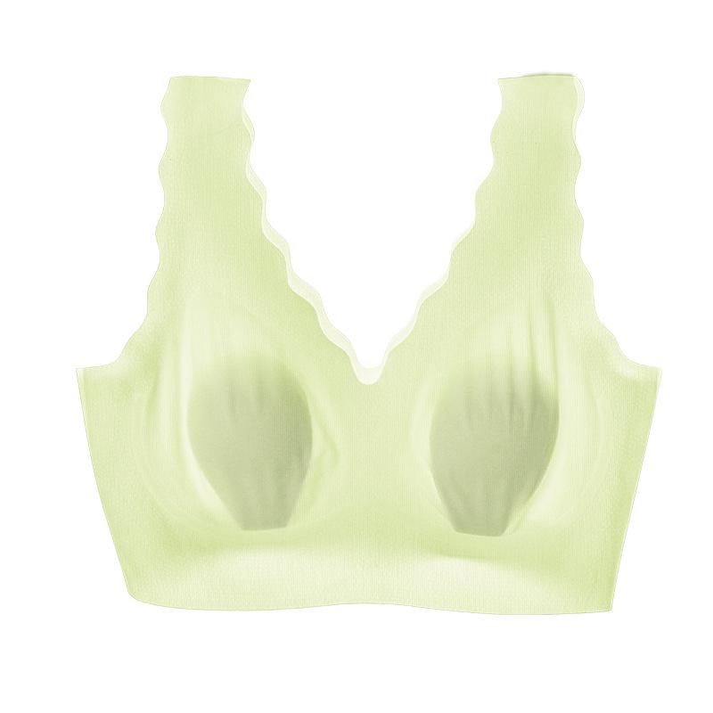 Summer Thin Seamless Rabbit Ear Bra Set for Women - Small Cup, Ice Silk, Wave Edge Design