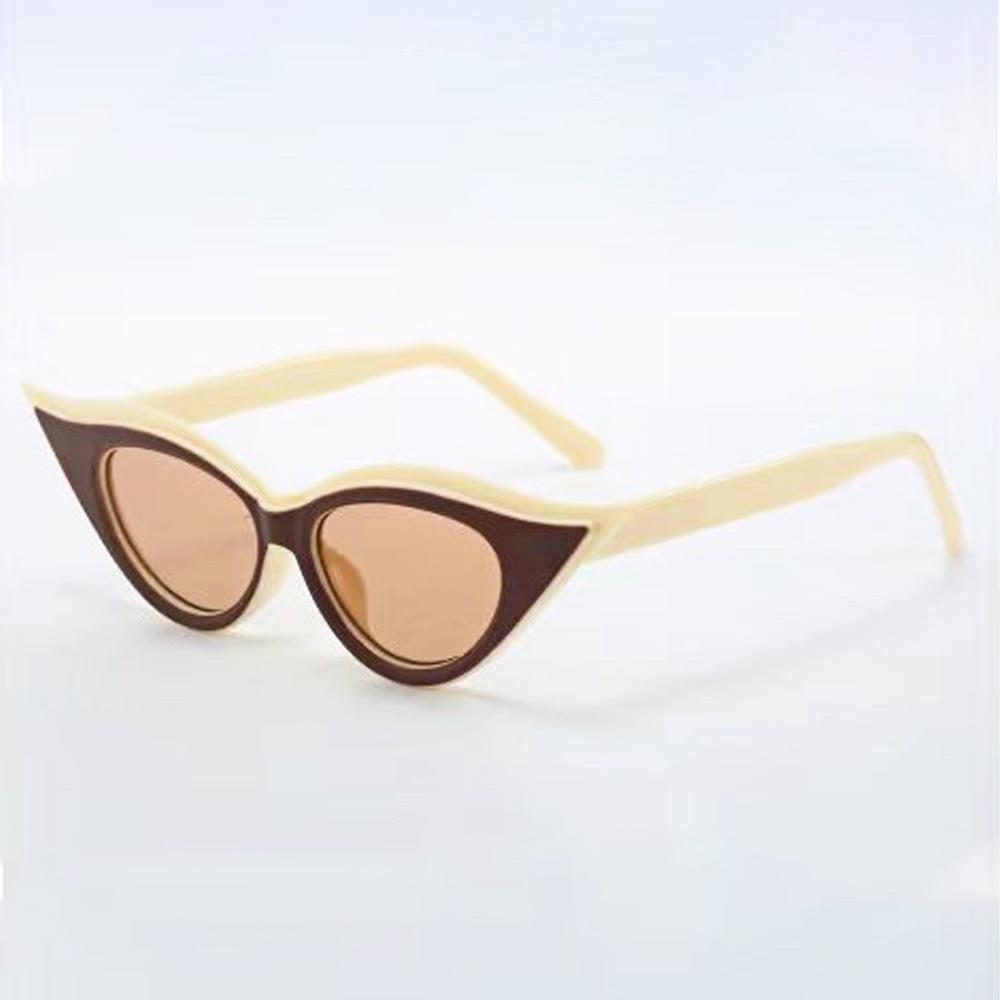 Lunettes de soleil géométriques pour femme en forme de barbe Lunettes de soleil papillon Lentes colorées Monture plate Cat Eye Lunettes de soleil Rétro pour femme Protection UV 400 Lunettes