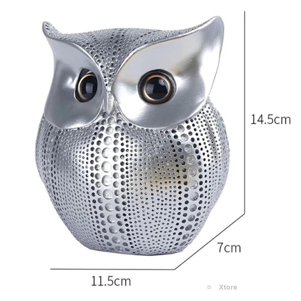 Moderne stilig Lucky Owl Resin kunstfigur (Sølv), 1 stk