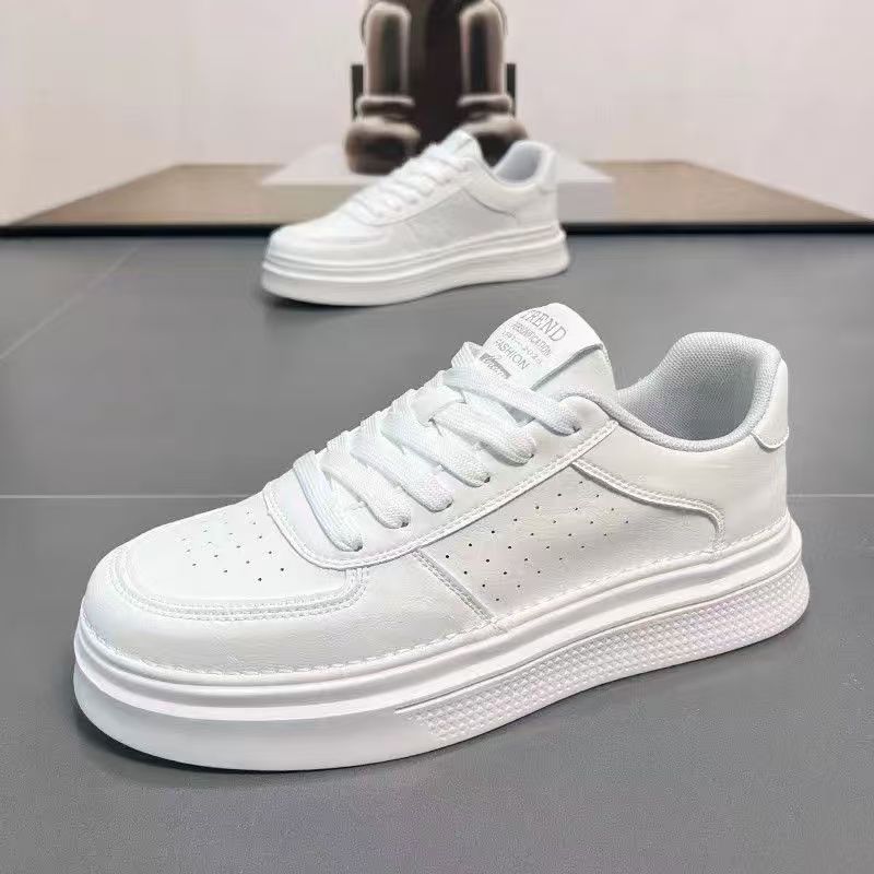 Summer men s shoes trend versatile white board shoes men s casual leather shoes sports shoes thick sole heightening white shoes trendy shoes 39