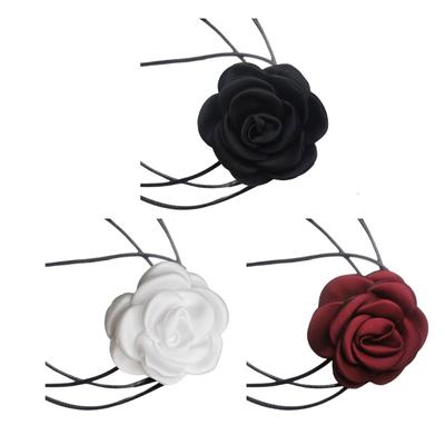 Sexy náhrdelník s retiazkou na krk Cool retro-čierny povrazový náhrdelník Camellia Choker golier Retiazka pre ženy Dievčatá Ozdoba na šperky