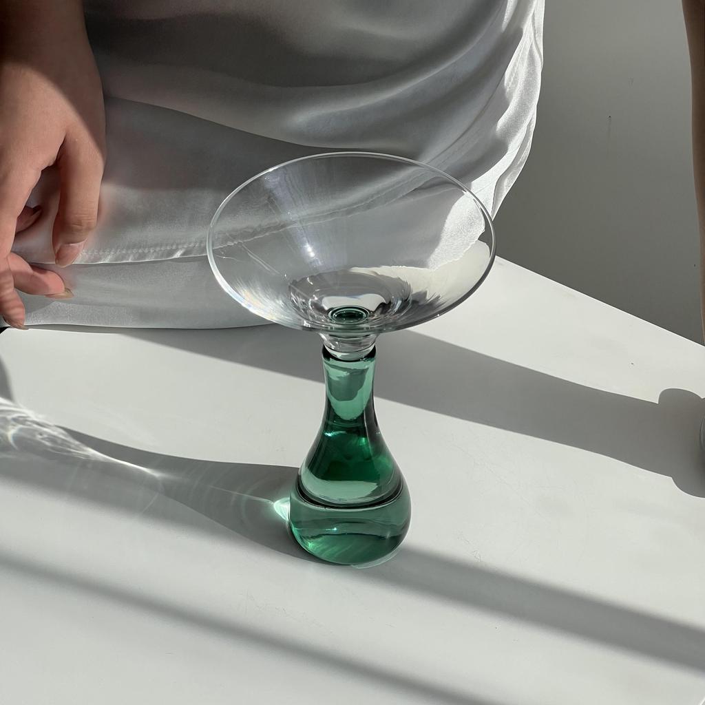1pc Mushroom Design Cocktail Glass Clear Green Wine Glass Creative Champagne Glasses Drinking Cups For Bar Pub Club Restaurant Home Use Drinkware