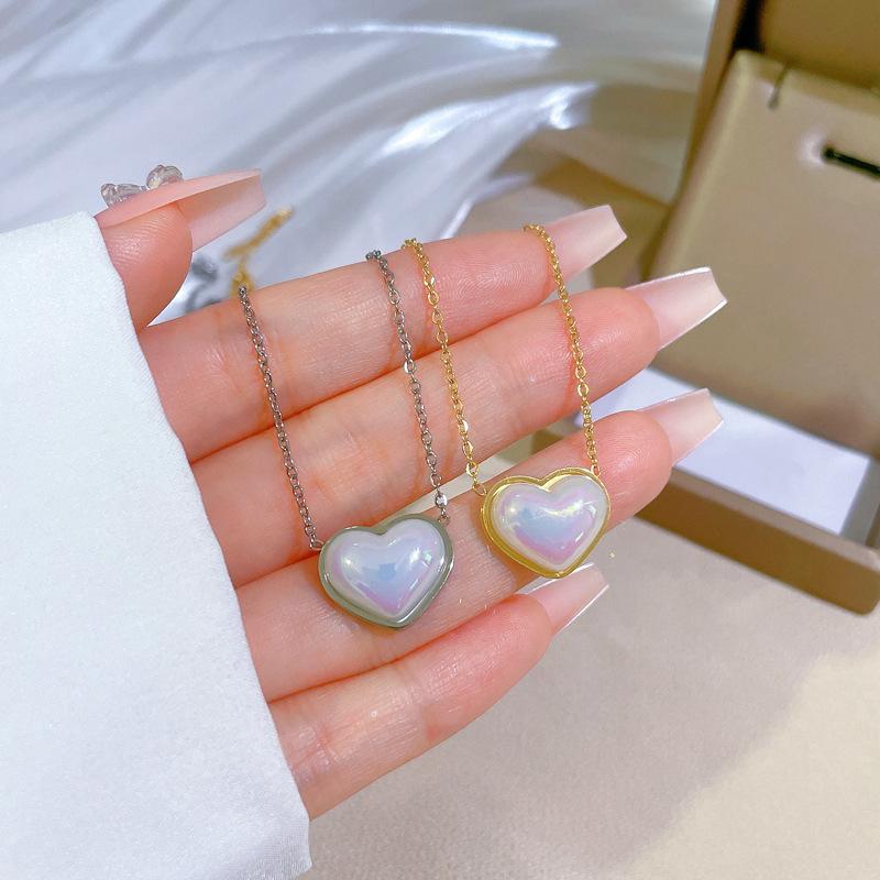 Titanium Steel Mermaid Ji Pearl Minimalist Wind Furnace Real Gold Necklace Female Collarbone Chain Accessories