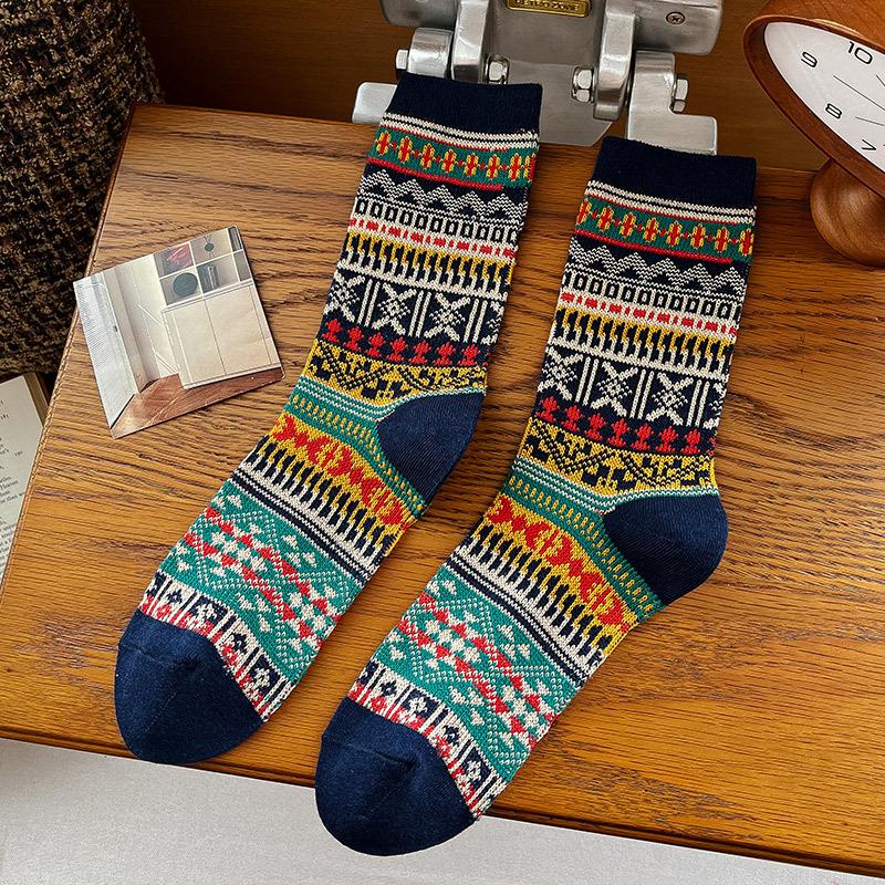Dame Høst- og Vintermote Nasjonal Stil Retro Casual Tube Bomullssokker