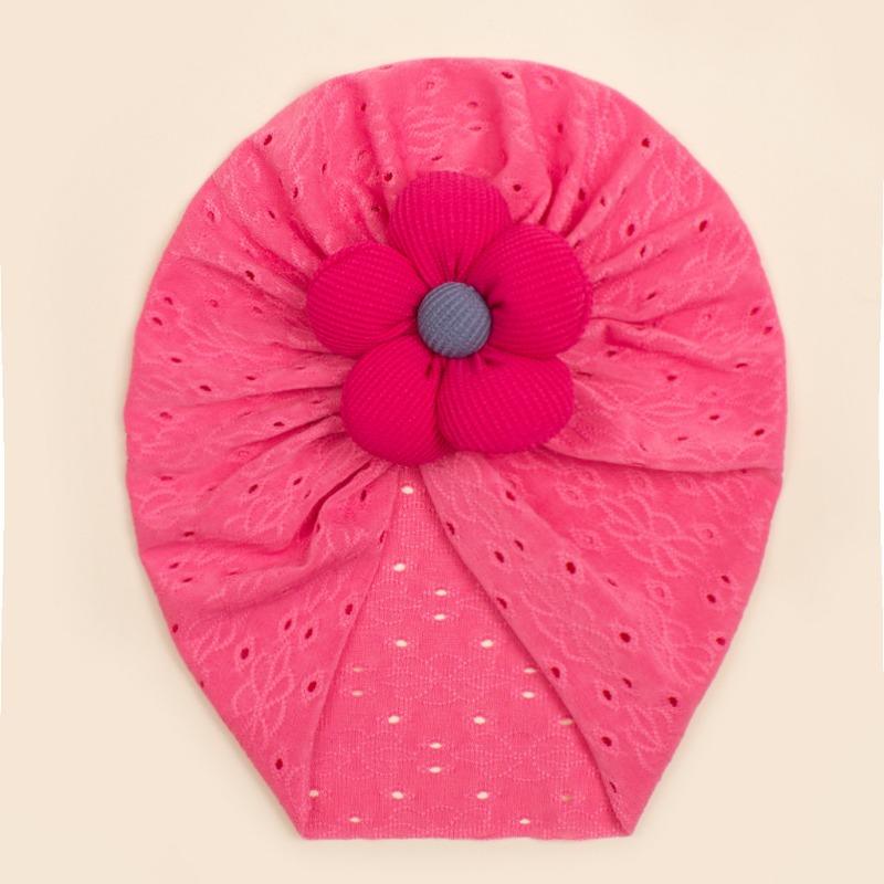 Autumn new children's hole pattern hat, baby breathable flower pullover hat, baby hat