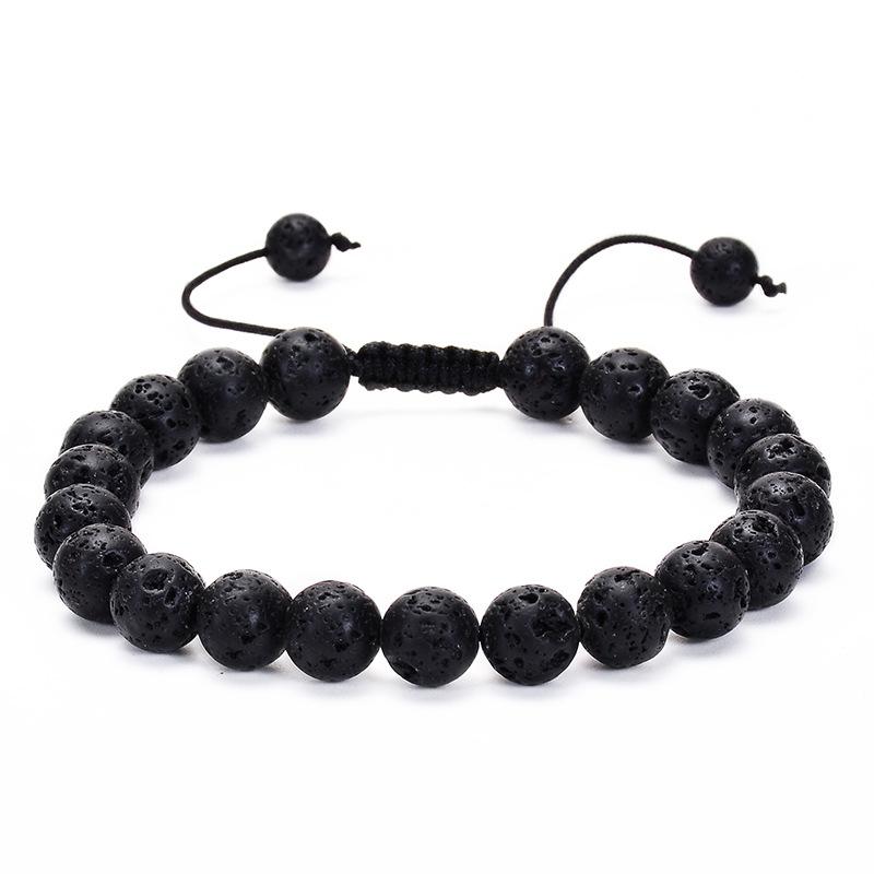 Fashion Woven Adjustable Bangle 8mm Natural Tiger Eyes Lava Rock Protection HANDMADE Bracelet Men's Gift