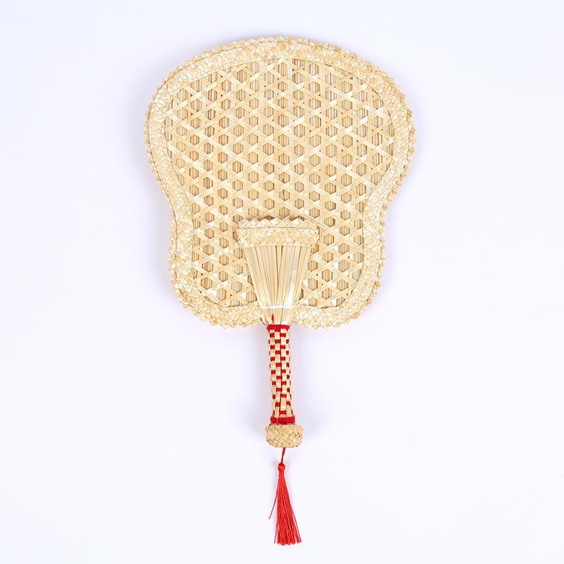 Natural Straw Fan With Tassels Handmade Vintage Asian Style Hand Fan Rattan Decoration Gift For Summer Wedding