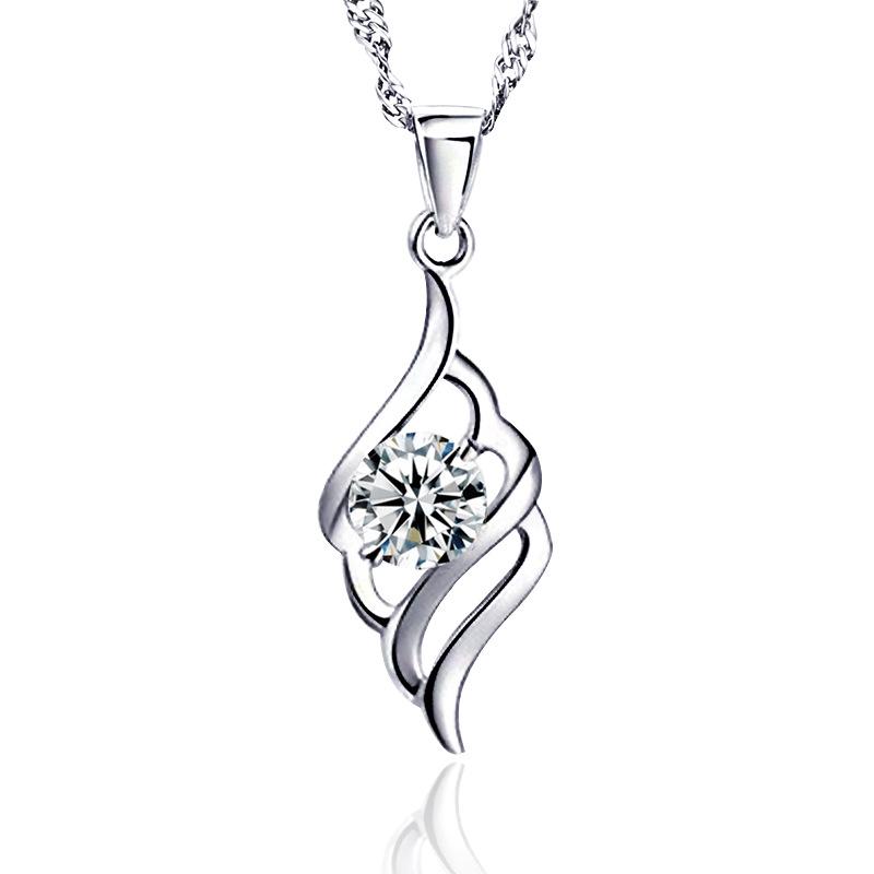 925 Sterlingsilber Engelsfeder Halskette, Schmuck im koreanischen und europäischen Stil, Kristallgeschenke, Weihnachten.