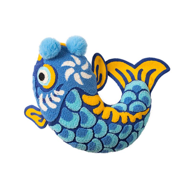 Velvet Tufted Koi Cushion Joy Chinese Traditional Lucky Fish Embroidery Cushion Cover Sofa Chair Bedding Decor Pillow