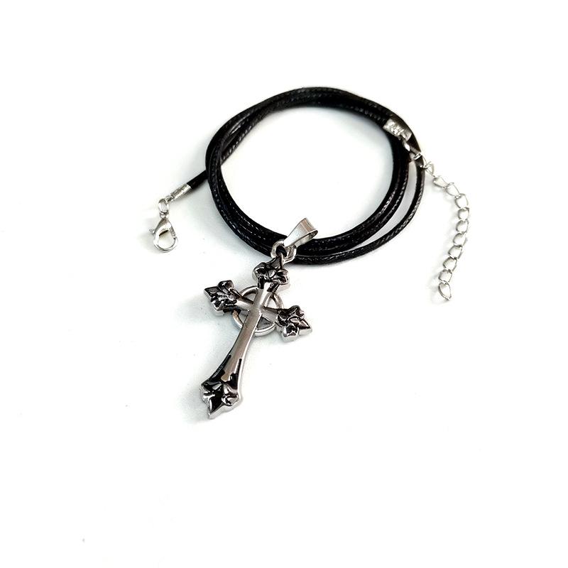 Flammenkreuz-Anhänger Halskette für Männer – Retro Hip-Hop Stil