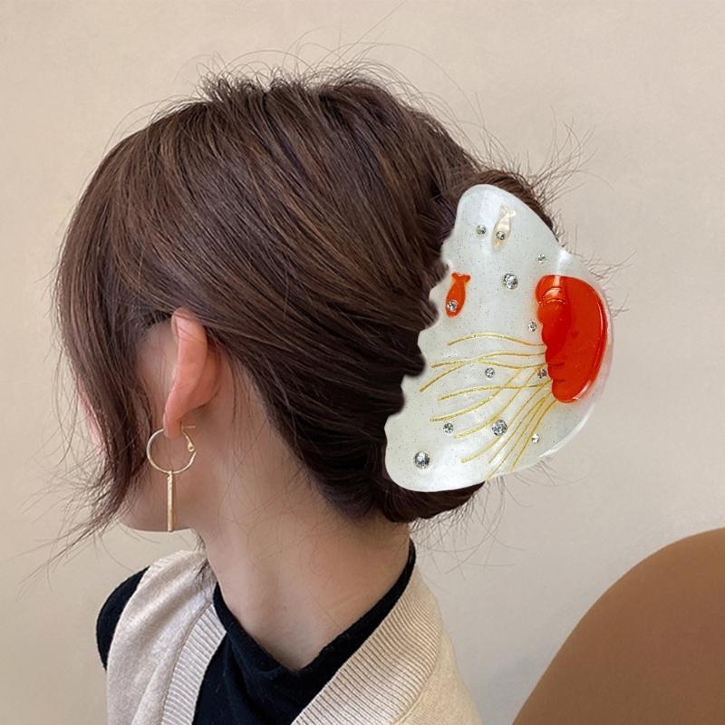 Acrylic Hair Claw Clip For Various Hair Type Strong Grip Design Hair Clamp with Marine Theme for Women Hairstyling