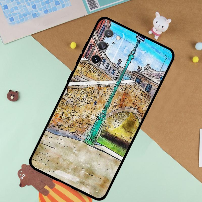 Voyage Italie Rue Venise Étui Pour Samsung Galaxy S23 S22 Ultra S21 S20 FE S8 S9 S10 Note 10 Plus Note 20 Ultra Housse