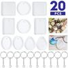 20Pcs/Set New DIY Keychain Pendant Casting Silicone Mould Kit with Keyrings Art Crafts Making Tools Crystal Epoxy Resin Mold